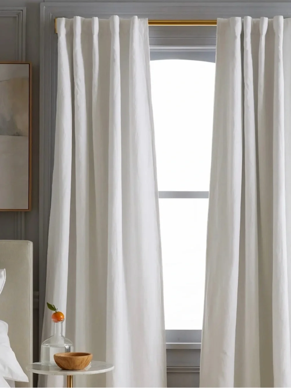 Quince Organic European Linen Room Darkening Curtain - Single Panel